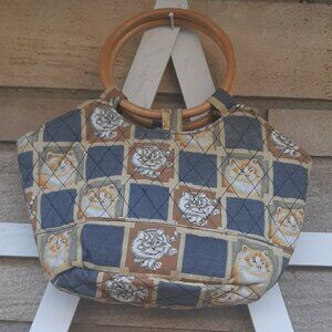 Ms. Millie Collection Small Fabric Bag With Wood Handles